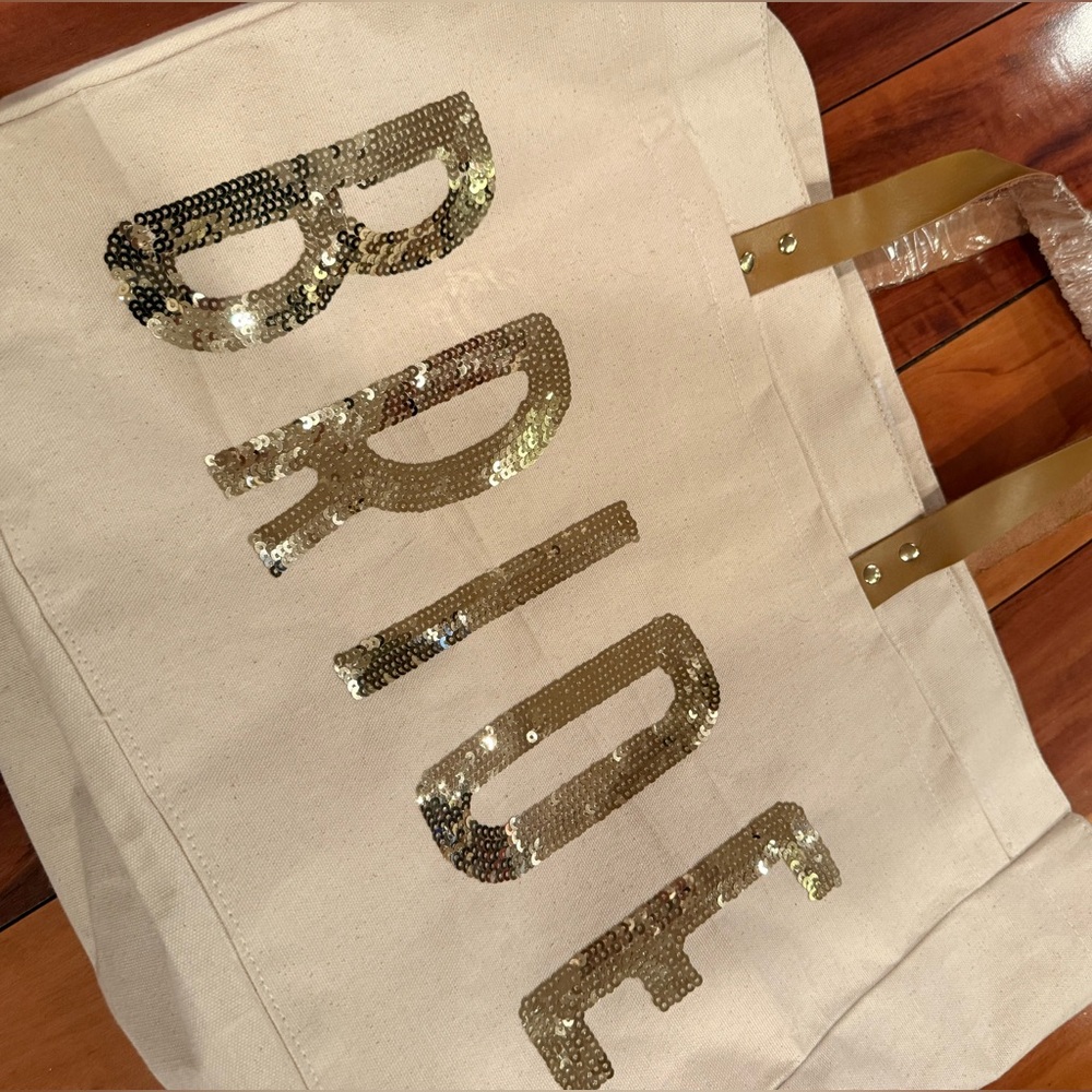 Two New / Unused Bride Bag with Gold Sequins